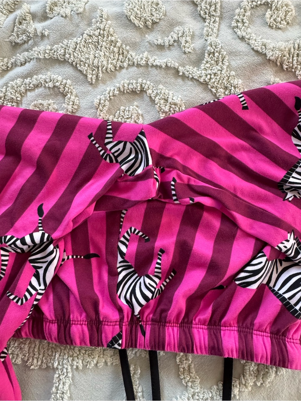 Room Service Women’s Small Pink Zebra Stripe Pajama Set Button Down Lounge - Picture 9 of 14
